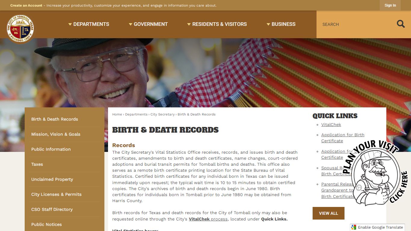 Birth & Death Records | Tomball, TX - Official Website